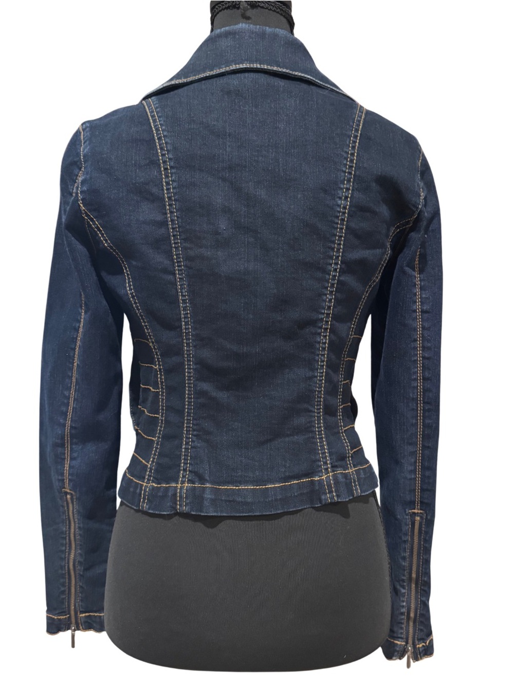 Vintage Caché Y2K Dark Wash Cropped Denim Jacket XS - Picture 4 of 12